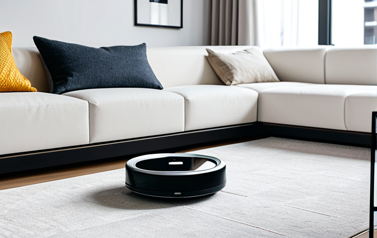 High-End Robot Vacuum with Self-Emptying Dock**

"A high-end robot vacuum with a self-emptying dock in a modern living room. The robot is sleek and futuristic. The dock is stylish and integrates seamlessly into the home decor. The scene shows a clean and organized space, highlighting the convenience of the self-emptying feature. Fully clothed, appropriate content, safe for work, professional product photography, high quality, perfect anatomy, natural proportions, well-lit, detailed."

**