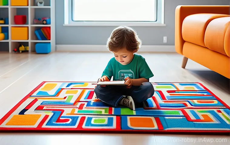 홈 로봇을 활용한 자녀 교육 방법 - **Prompt 1: Young Child and Block-Based Coding Robot in a Playful Maze**
    A bright, inviting imag...